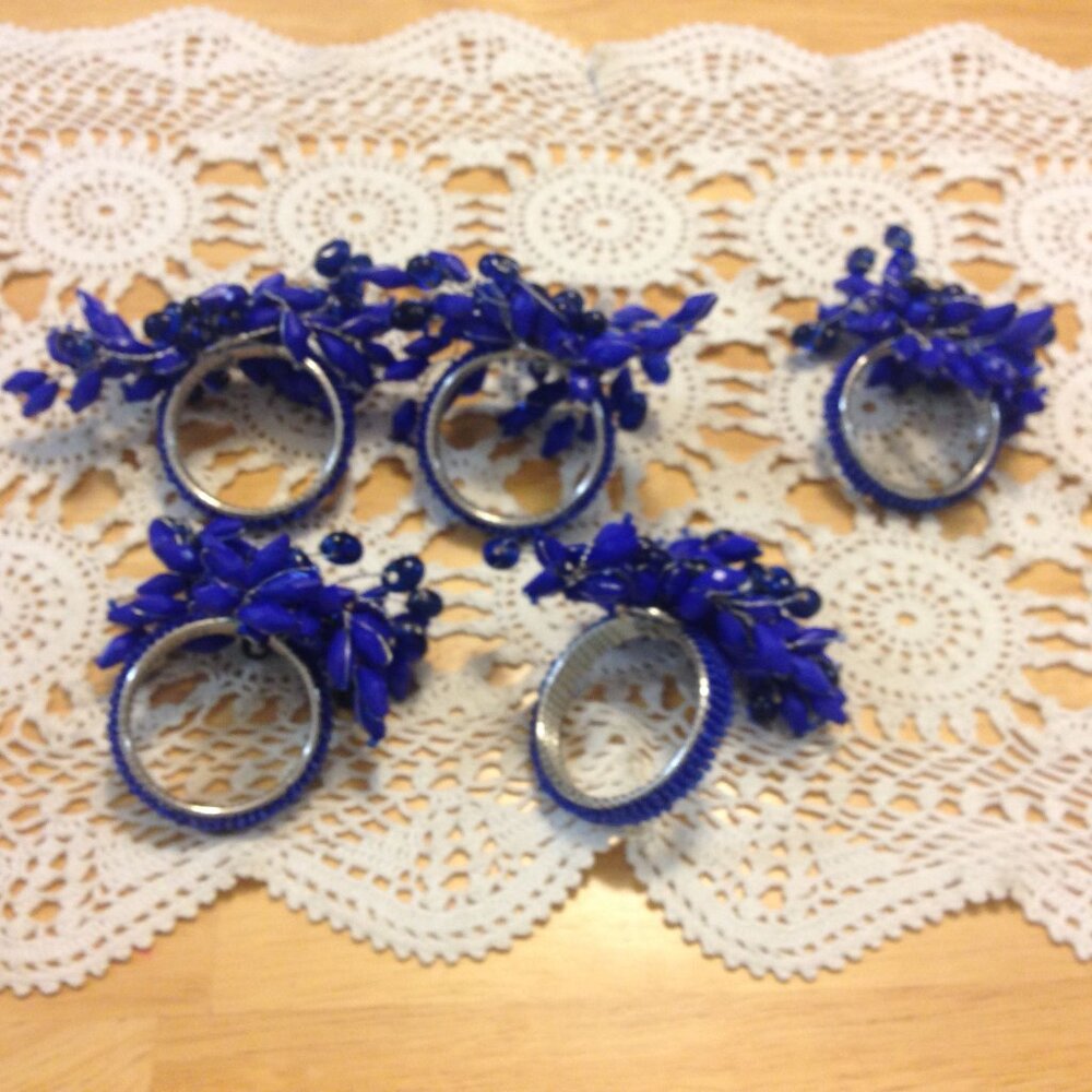 Napkin Rings set, gorgeous blue
